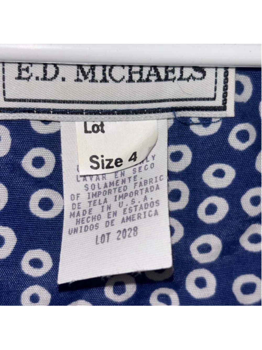 Vintage E.D. Michaels Blue and White Dress with corset tie back in size 4 - Picture 4 of 5